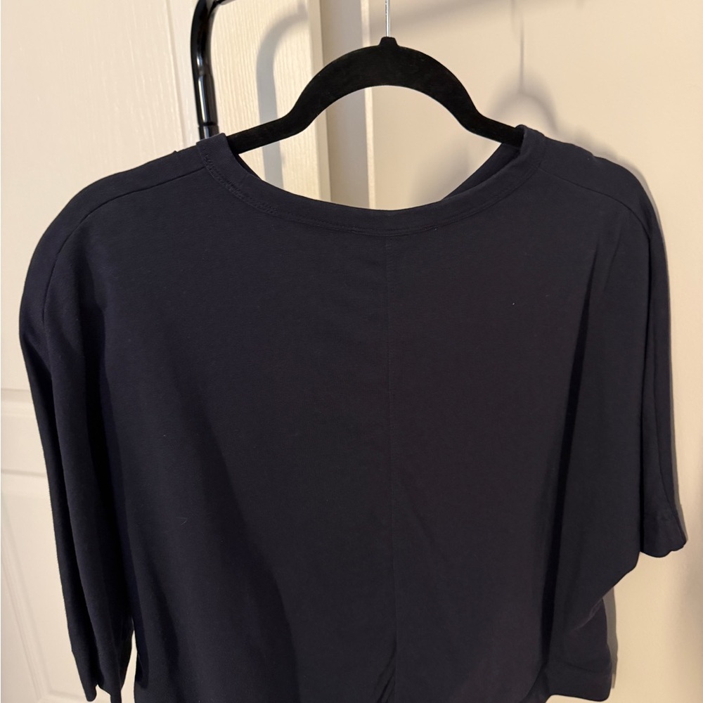 NWOT Ann Taylor Petite Lg Navy Blue T-Shirt 100% Cotton - Picture 4 of 4
